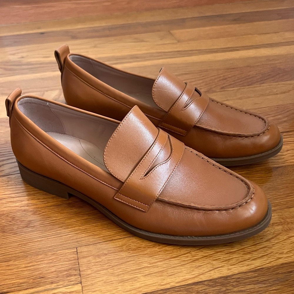 Cole Haan Stassi Pecan Leather Penny Loafers Sz 8.5 M
